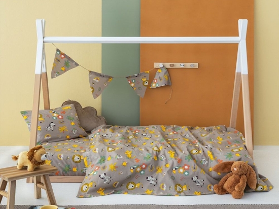 Σεντόνια Παιδικά My Kingdom MK753 (Σετ 3τμχ) Beige-Multi Palamaiki Ημίδιπλο 170x260cm 100% Βαμβάκι