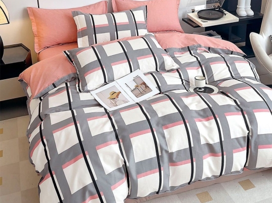 Σεντόνια Satin Days SD322 (Σετ 4τμχ) Grey-Pink Palamaiki Υπέρδιπλο 230x260cm 100% Βαμβακοσατέν