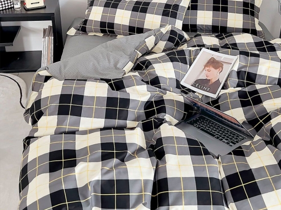 Σεντόνια Satin Days SD323 (Σετ 4τμχ) Black-Ecru Palamaiki Υπέρδιπλο 230x260cm 100% Βαμβακοσατέν