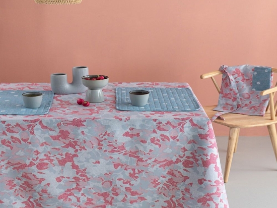 Τραπεζομάντηλο TAT14 Blue-Pink Palamaiki 140X220 Βαμβάκι-Πολυέστερ
