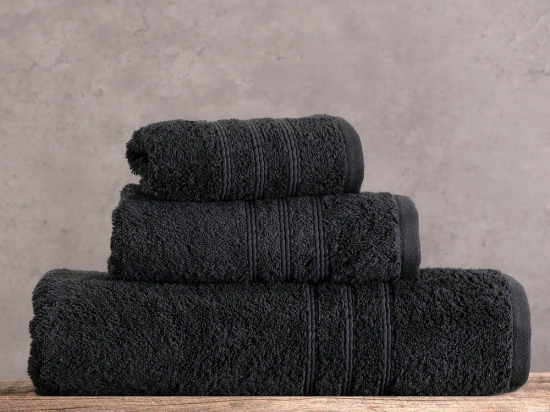 Πετσέτες Aria (Σετ 3τμχ) Black Ρυθμός Σετ Πετσέτες 75x150cm 100% Πενιέ Βαμβάκι