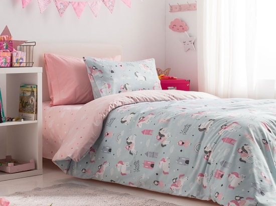 Κουβερλί Παιδικό Unicorn Pink Vesta Home Μονό 160x230cm 100% Βαμβάκι