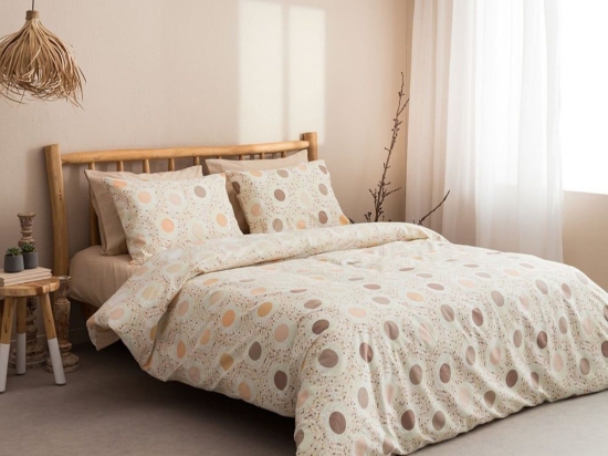 Σεντόνια Amanda-1 (Σετ 4τμχ) Brown-Beige Vesta Home Διπλό 100% Βαμβάκι