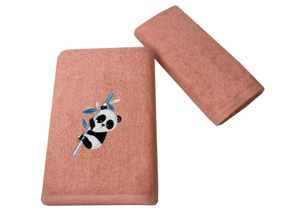Πετσέτες Παιδικές Panda (Σετ 2τμχ) Coral Astron Σετ Πετσέτες 65x135cm 100% Βαμβάκι