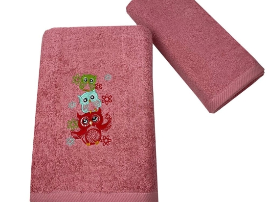 Πετσέτες Παιδικές Family Owls (Σετ 2τμχ) Pomegranate Astron Σετ Πετσέτες 65x135cm 100% Βαμβάκι