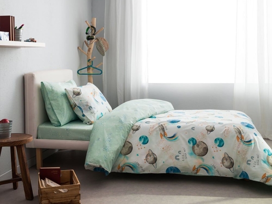 Πάπλωμα Παιδικό Space White-Blue Vesta Home Μονό 160x230cm Βαμβάκι-Πολυέστερ
