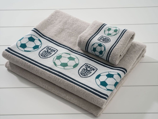 Πετσέτες Βρεφικές PAOK (Σετ 2τμχ) Grey Vesta Home Σετ Πετσέτες 70x140cm 100% Βαμβάκι