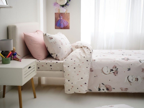Σεντόνια Παιδικά Ballerina Με Λάστιχο (Σετ 3τμχ) Pink Vesta Home Μονό 170x260cm 100% Βαμβάκι