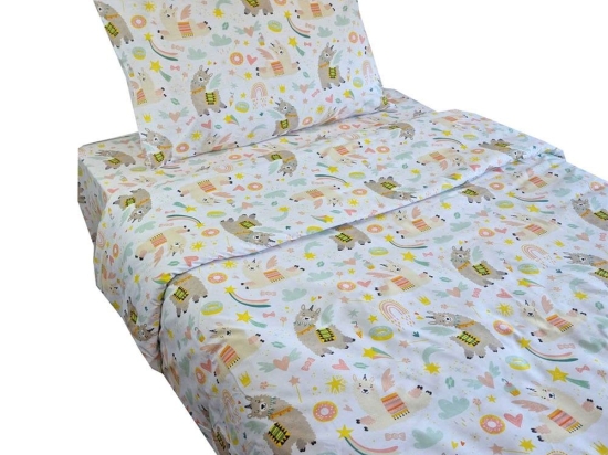 Σεντόνια Παιδικά Lama (Σετ 3τμχ) White Astron Μονό 170x260cm 100% Βαμβάκι