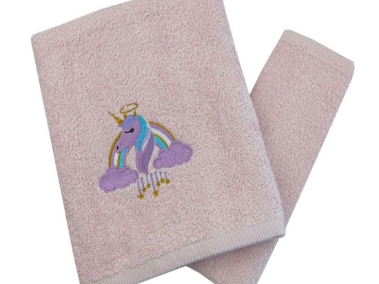 Πετσέτες Παιδικές Dreamy Unicorn (Σετ 2τμχ) Pink Astron Σετ Πετσέτες 65x135cm 100% Βαμβάκι