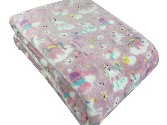 Κουβέρτα Παιδική Βελουτέ Unicorn Castle Pink Astron Μονό 160x220cm Πολυέστερ