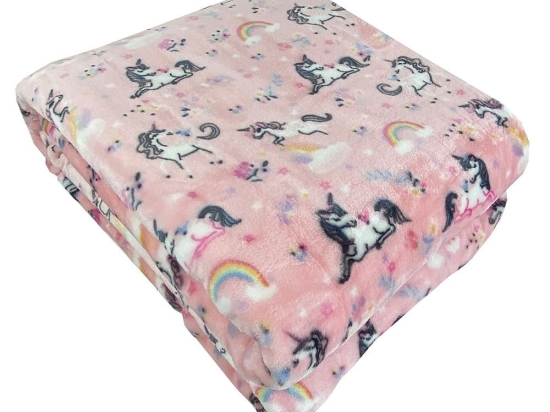 Κουβέρτα Παιδική Βελουτέ Unicorn Yard Pink Astron Μονό 160x220cm Πολυέστερ