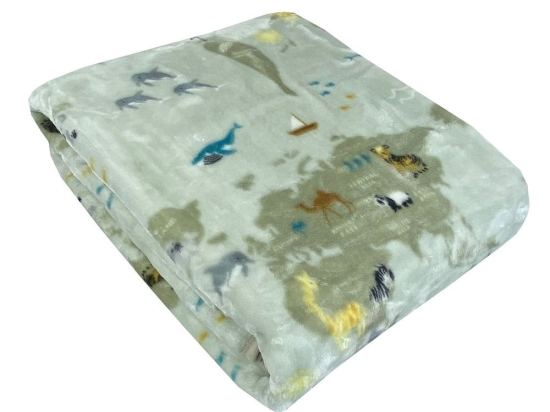 Κουβέρτα Παιδική Βελουτέ Animal World Olive Astron Μονό 160x220cm Πολυέστερ