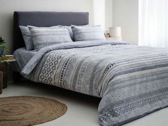 Παπλωματοθήκη Amorgos-1 (Σετ 3τμχ) Blue Vesta Home Υπέρδιπλο 230x240cm 100% Βαμβάκι