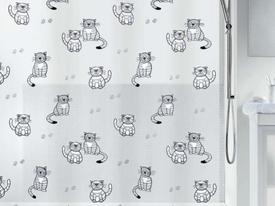 Κουρτίνα Μπάνιου Gary 00710.001 180Χ200cm White-Grey 180Πx200Υ Πλαστικό