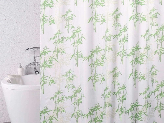 Κουρτίνα Μπάνιου Kimono 02331.001 180Χ200cm Green-White 180Πx200Υ Πολυέστερ