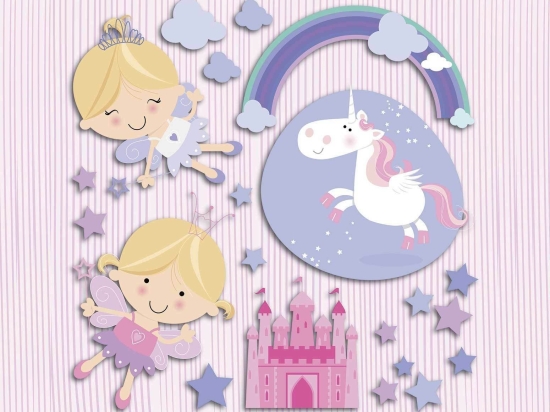 Αυτοκόλλητα Τοίχου Βινυλίου 3 Επιπέδων Happy Fairies 14503 30Χ30Cm Ango