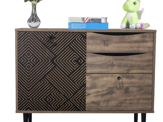 Κομότα Home 90x39.5x75cm Black Grey Oak 271-00-022 Μελαμίνη,Μέταλλο