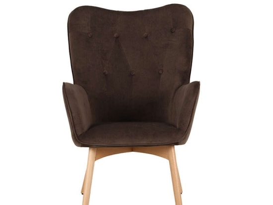 Πολυθρόνα 8009 67x72x97cm Brown 380-92-002 Βελούδο, Ξύλο