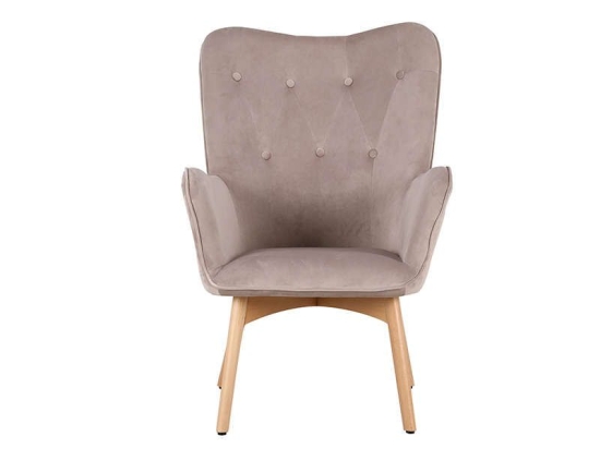 Πολυθρόνα 8009 67x72x97cm Beige 380-92-004 Βελούδο, Ξύλο