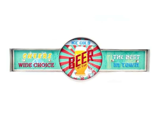 Κάδρο Μεταλλικό Με Led 145-16-007 Ice Cold Beer 62x20x5 YY51359 PC Multi Οριζόντιοι Μέταλλο