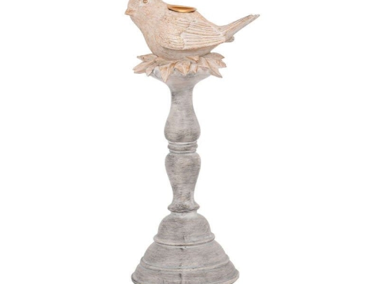 Κηροπήγιο 266-92-419 Bird 11,5x12,5x28,5 Beige Πολυρεσίνη