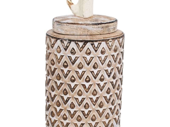 Βάζο Διακοσμητικό Με Καπάκι 19077 15.5x10.5x26.5cm Beige-Brown 1-0040-00-004 Etiquette Κεραμικό