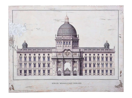 Πίνακας "Berlin Koniglishes Schloss" 40x2.7x30cm Beige-Brown 1-159-92-009 Etiquette Οριζόντιοι Ξύλο