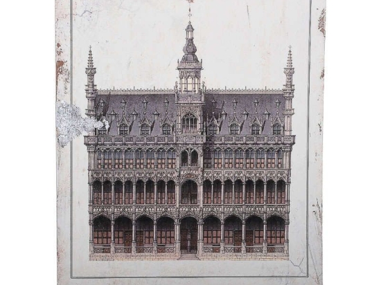 Πίνακας "Bruxelles Maison Du Roi" 40x2.7x30cm Beige-Brown 1-159-92-006 Etiquette Κάθετοι Ξύλο