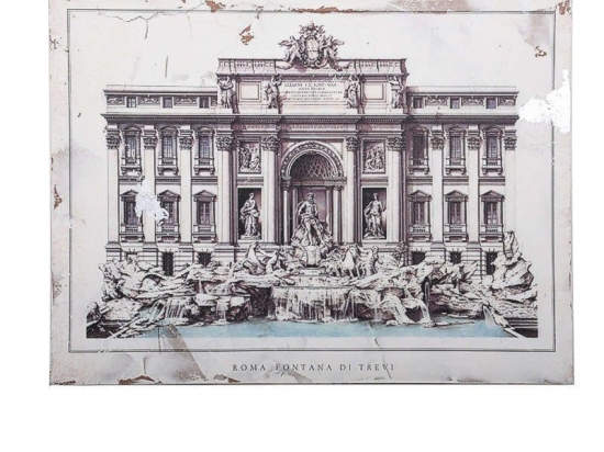 Πίνακας "Fontana Di Trevi" 80x3.5x60cm Beige-Brown 1-159-92-004 Etiquette Οριζόντιοι Ξύλο