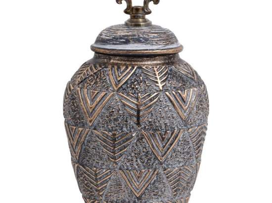 Βάζο 818684 373-121-633 20x17x34cm Grey-Gold Κεραμικό