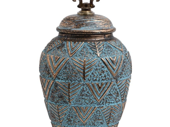 Βάζο 818684 373-121-636 20x17x34cm Turquoise-Gold Κεραμικό