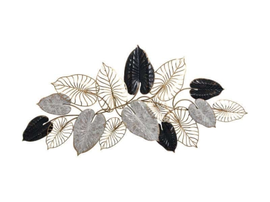 Διακοσμητικό Επιτοίχιο Leafs 738 161-220-033 131x4,5x61cm Black-Gold-White Μέταλλο