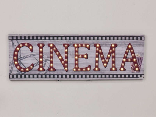 Κάδρο Cinema Με Led XC161656S 147-26-014 30x1,8x90cm Grey-Red Οριζόντιοι Ξύλο