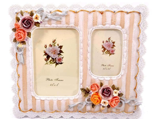 Κορνίζα Ρίγα-Φλοράλ 9x12+6x9 Α110-2 362-25-333 Peach-White Πολυέστερ