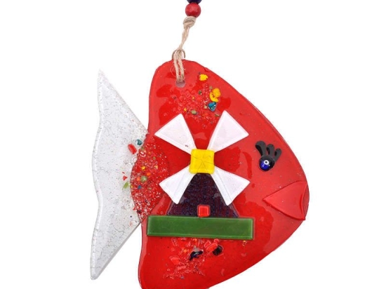 Γούρι Ψάρι 862-18-026 16cm Red Γυαλί