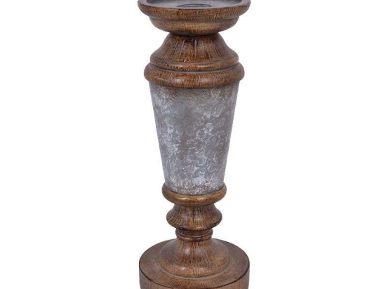 Κηροπήγιο 1-266-82-339 11x11x30cm Natural-Silver Etiquette Πολυρεσίνη