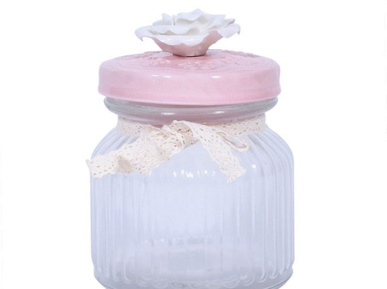 Βαζάκι Γυάλινο Με Καπάκι 20Εκ Pink 373-91-832 Γυαλί