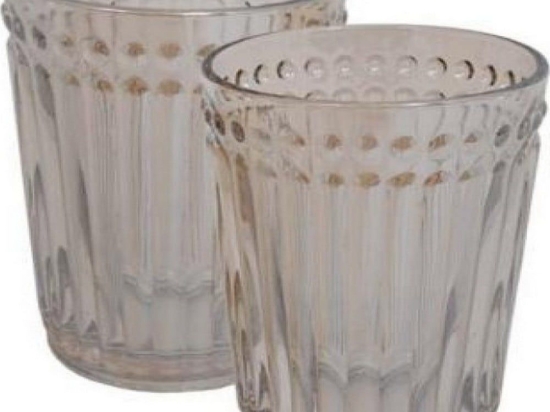 Γυάλινο Ποτήρι Νερού Stripe Σετ 6 Τμχ Beige 373-00-546 Γυαλί