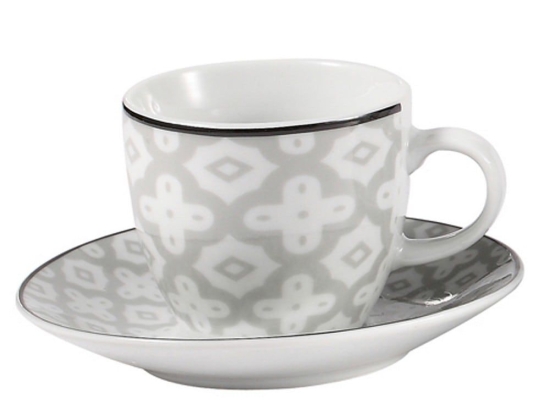 Φλυτζάνι Του Καφέ Σετ 6 Τμχ White-Grey 0032-91-008 Πορσελάνη
