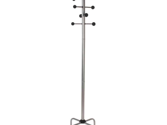 Καλόγερος Μεταλλικός 205-82-096 35x35x180cm Silver-Black Μέταλλο