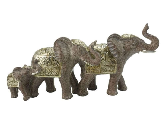 Διακοσμητικοί Ελέφαντες 269-221-144 30x9x15cm Bronze-Gold Πολυρεσίνη