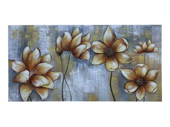 Πίνακας Καμβάς Brown Flowers 148-221-114 120x2,8x60cm Multi Οριζόντιοι Καμβάς