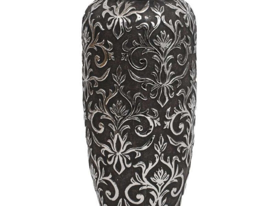 Βάζο Κεραμικό 0024-122-117 28cm Silver-Grey Κεραμικό