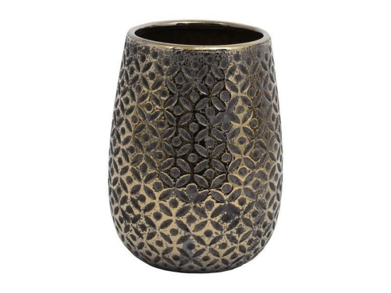 Βάζο Κεραμικό 0024-122-128 18cm Brown-Gold Κεραμικό