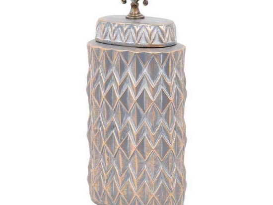 Βάζο Κεραμικό 08-122-206 18,5x12x41cm Grey-Gold Κεραμικό