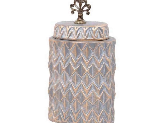 Βάζο Κεραμικό 08-122-207 18,5x12x36cm Grey-Gold Κεραμικό