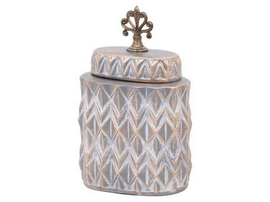 Βάζο Κεραμικό 08-122-208 18,5x12x31cm Grey-Gold Κεραμικό