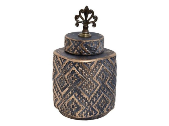Βάζο Κεραμικό 373-221-707 14x14x29cm Grey-Gold Κεραμικό