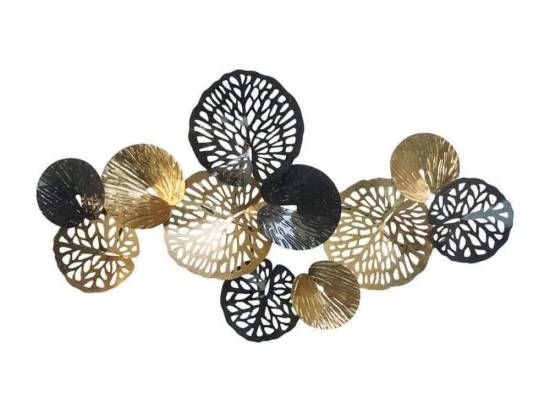 Διακοσμητικό Τοίχου 161-221-165 100x5,5x58cm Black-Gold Μέταλλο